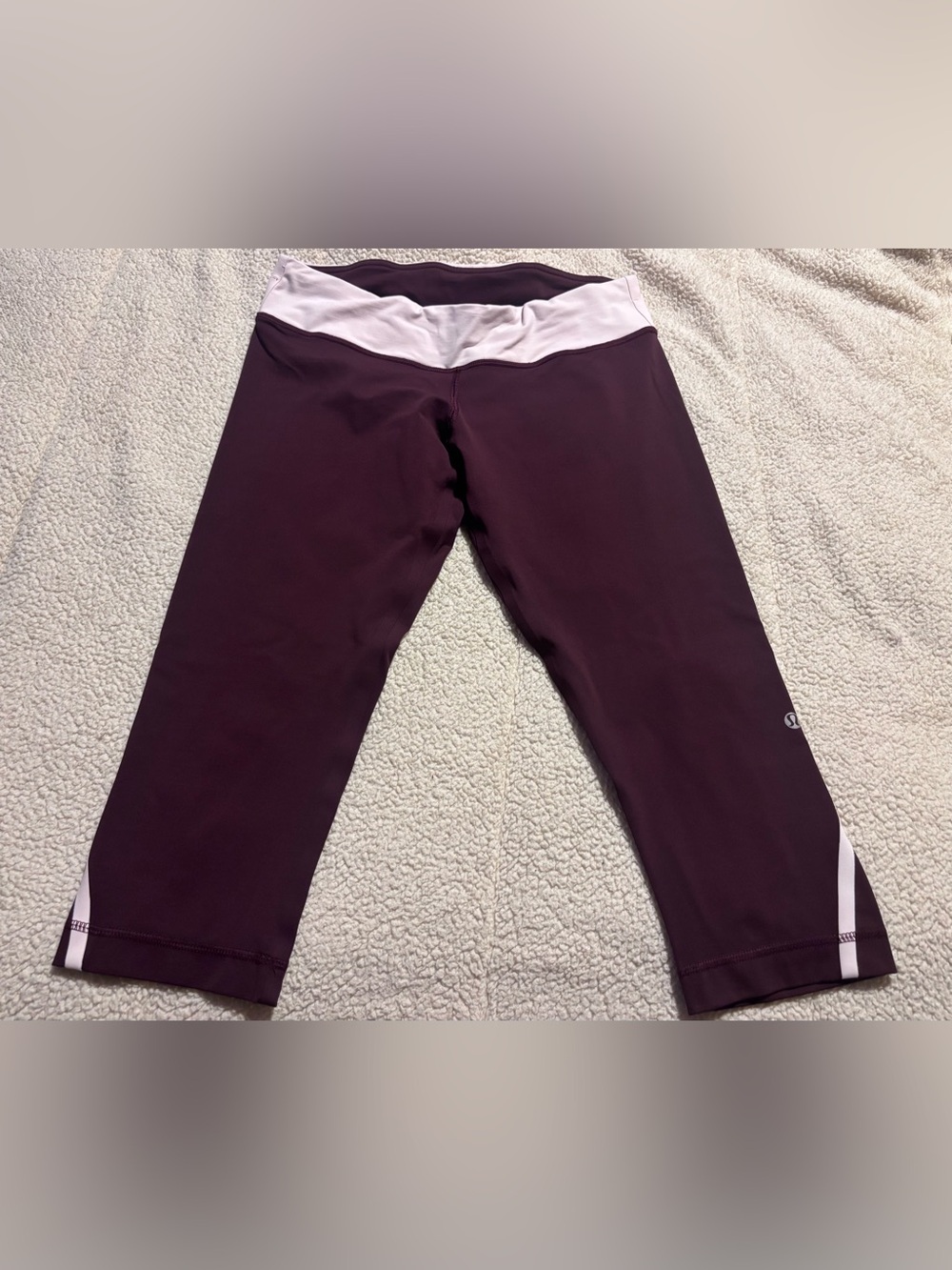 lululemon athletica Maroon Capri Leggings with Light Pink Waistband